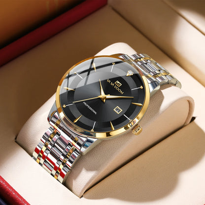 Gold & Blue Black Stainless Steel Watch