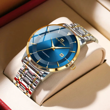 Gold & Blue Black Stainless Steel Watch